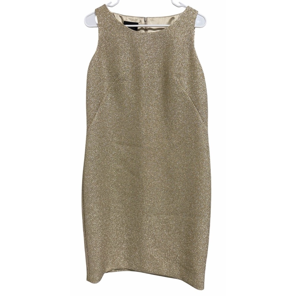 Akris Metallic Gold Sleeveless Sheath Dress‎ Women's Size 10